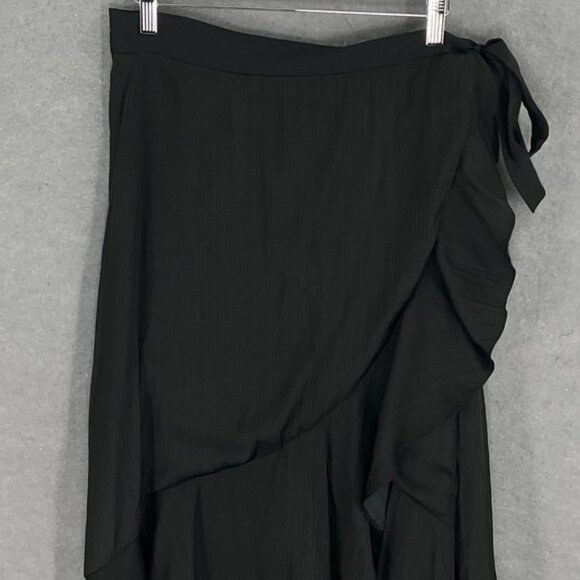 Maeve Anthropologie Black Ruffle Wrap Maxi Skirt MP Midi Party Career‎ - Picture 4 of 11